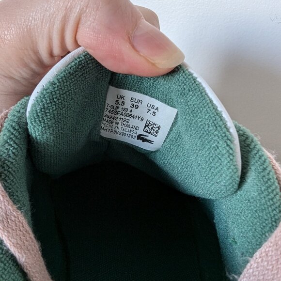 Lacoste Green and White T-clip Sneaker, Size 7.5 - Picture 14 of 14
